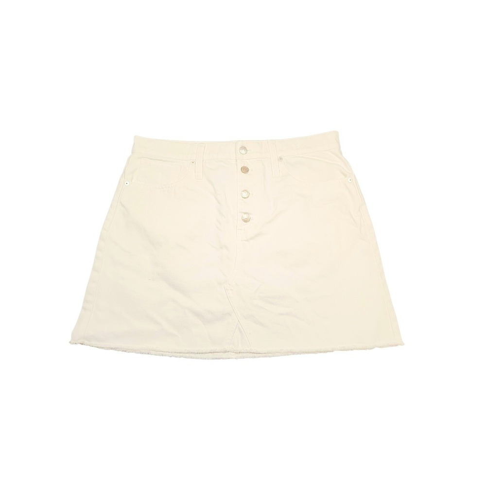 Madewell Denim Skirt 31 Women 17x17 White Ivory Rigid A-Line Button Fly Mini